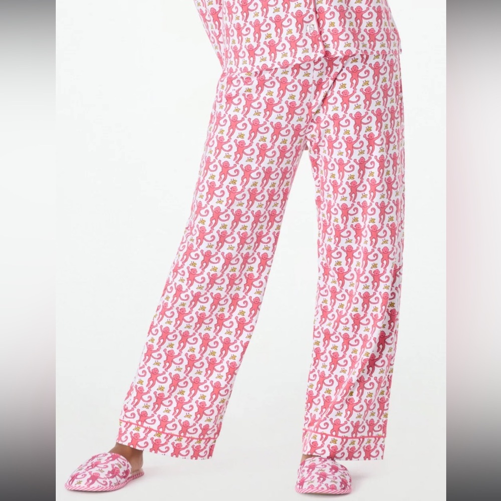 Roller Rabbit ~ Long Pj Polo Bottoms ~ Pink 🐵 Monkey
